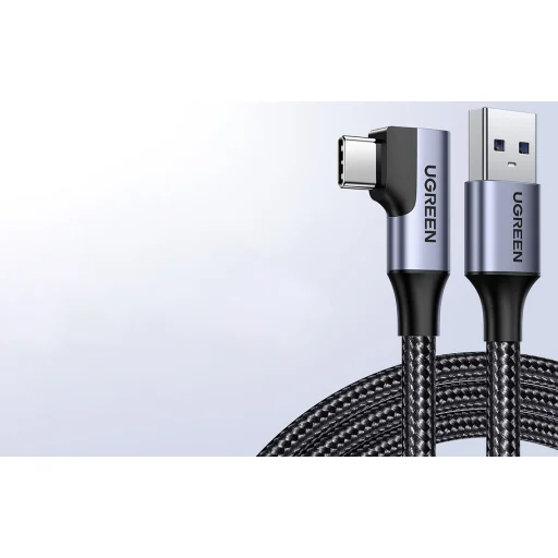 Ugreen US385 USB-A / USB-C 90º 5Gb/s 3A 1m szögletes kábel - fekete - 5