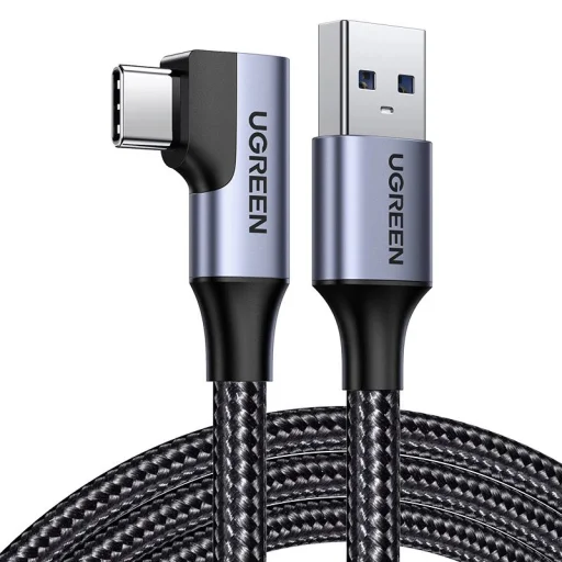 Ugreen US385 USB-A / USB-C 90º 5Gb/s 3A 1m szögletes kábel - fekete - 1