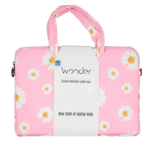 Wonder Briefcase Laptop táska 17 méretben rózsaszín százszorszépek - 6
