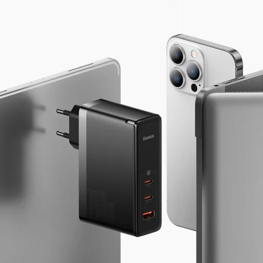 Baseus GaN5 Pro gyors töltő 2xUSB-C + USB 140W EU fekete (CCGP100201) - 19