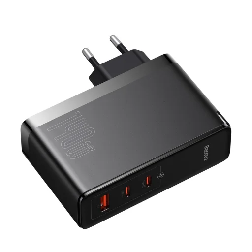 Baseus GaN5 Pro gyors töltő 2xUSB-C + USB 140W EU fekete (CCGP100201) - 3