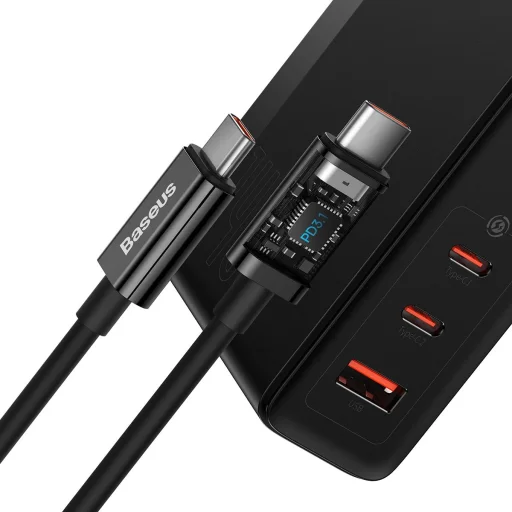Baseus GaN5 Pro gyors töltő 2xUSB-C + USB 140W EU fekete (CCGP100201) - 4