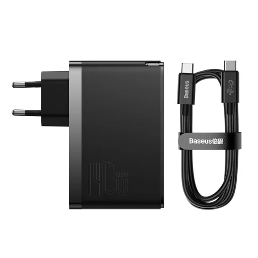 Baseus GaN5 Pro gyors töltő 2xUSB-C + USB 140W EU fekete (CCGP100201) - 9