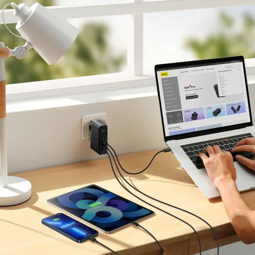 Baseus GaN5 Pro gyors töltő 2xUSB-C + USB 140W EU fekete (CCGP100201) - 10