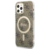 Guess GUBPP12MH4EACSW tok+ töltő iPhone 12/12 Pro barna/barna kemény tok 4G Print MagSafe - 2
