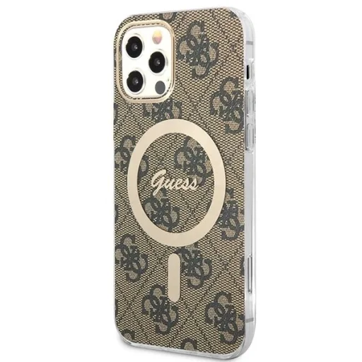 Guess GUBPP12MH4EACSW tok+ töltő iPhone 12/12 Pro barna/barna kemény tok 4G Print MagSafe - 2
