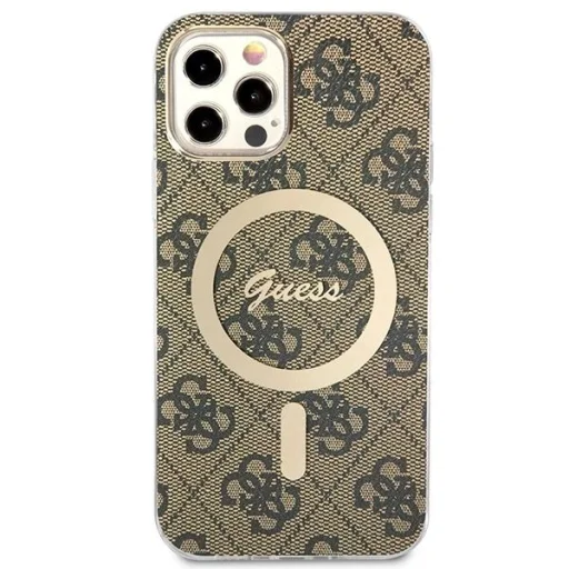 Guess GUBPP12MH4EACSW tok+ töltő iPhone 12/12 Pro barna/barna kemény tok 4G Print MagSafe - 3