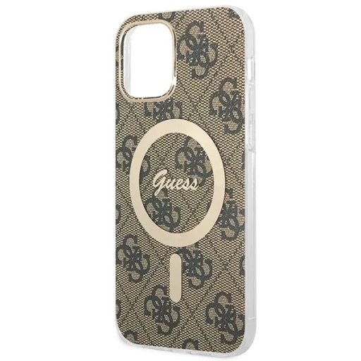 Guess GUBPP12MH4EACSW tok+ töltő iPhone 12/12 Pro barna/barna kemény tok 4G Print MagSafe - 6