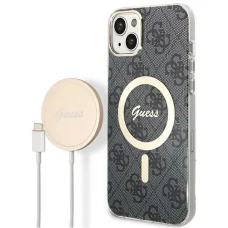 Set Guess GUBPP14SH4EACSK tok és töltő iPhone 14 6.1" fekete/fekete kemény tok 4G Print MagSafe