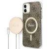 Set Guess GUBPN61H4EACSW tok + töltő iPhone 11 6.1" barna/barna kemény tok 4G Print MagSafe