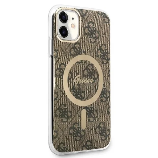 Set Guess GUBPN61H4EACSW tok + töltő iPhone 11 6.1" barna/barna kemény tok 4G Print MagSafe - 4