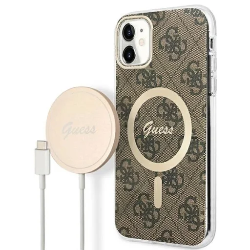 Set Guess GUBPN61H4EACSW tok + töltő iPhone 11 6.1" barna/barna kemény tok 4G Print MagSafe - 1