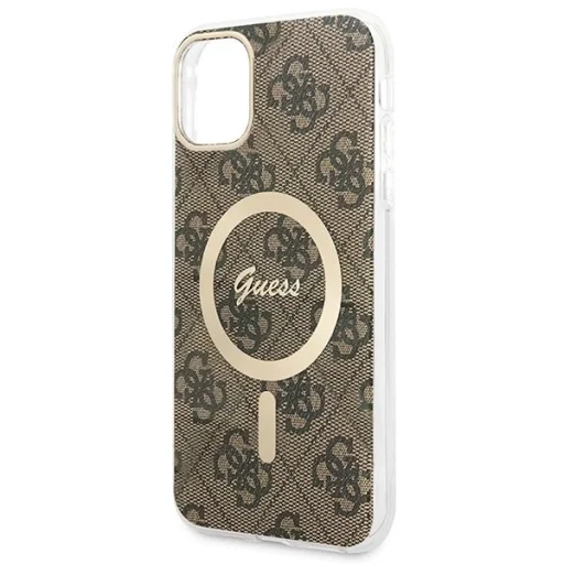 Set Guess GUBPN61H4EACSW tok + töltő iPhone 11 6.1" barna/barna kemény tok 4G Print MagSafe - 6