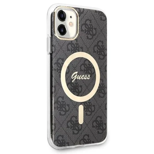 Set Guess GUBPN61H4EACSK tok+Töltő iPhone 11 6.1" fekete/fekete kemény tok 4G Mintás MagSafe - 4