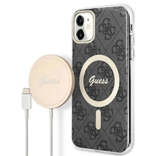 Set Guess GUBPN61H4EACSK tok+Töltő iPhone 11 6.1" fekete/fekete kemény tok 4G Mintás MagSafe - 1