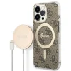 Guess GUBPP13LH4EACSW tok és töltő iPhone 13 Pro barna/barna keménytok 4G Print MagSafe