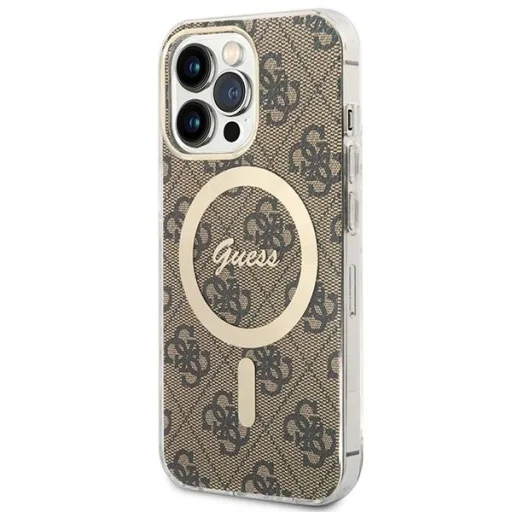 Guess GUBPP13LH4EACSW tok és töltő iPhone 13 Pro barna/barna keménytok 4G Print MagSafe - 2