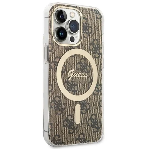 Guess GUBPP13LH4EACSW tok és töltő iPhone 13 Pro barna/barna keménytok 4G Print MagSafe - 4