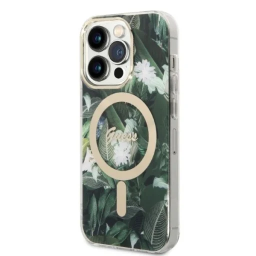 Guess GUBPP14LHJEACSA Tok+ Töltő iPhone 14 Pro 6.1" zöld/zöld kemény tok Jungle MagSafe - 2