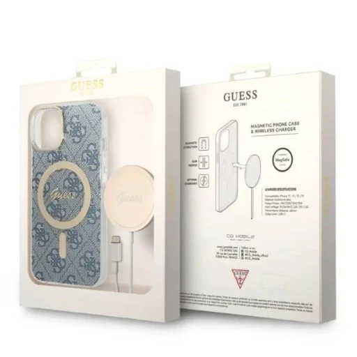 Guess GUBPP14MH4EACSB tok+ töltő iPhone 14 Plus 6.7" kék/kék kemény tok 4G Print MagSafe - 10