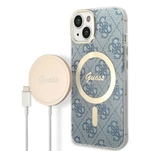 Guess GUBPP14MH4EACSB tok+ töltő iPhone 14 Plus 6.7" kék/kék kemény tok 4G Print MagSafe - 1