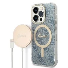 Guess GUBPP14XH4EACSB tok + töltő iPhone 14 Pro Max 6.7" kék/kék kemény tok 4G Print MagSafe