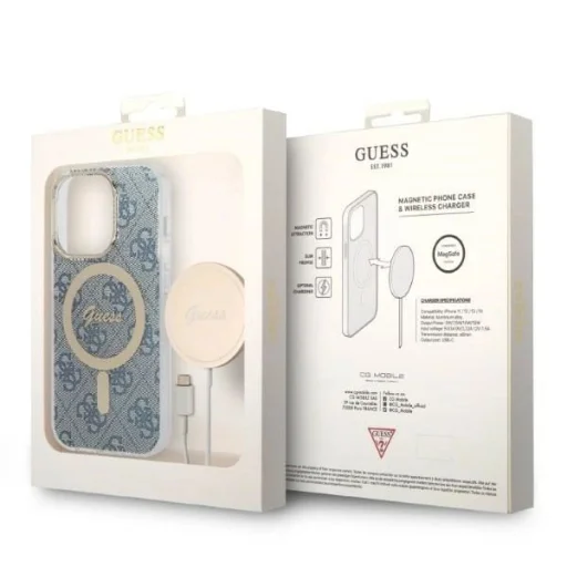 Guess GUBPP14XH4EACSB tok + töltő iPhone 14 Pro Max 6.7" kék/kék kemény tok 4G Print MagSafe - 9