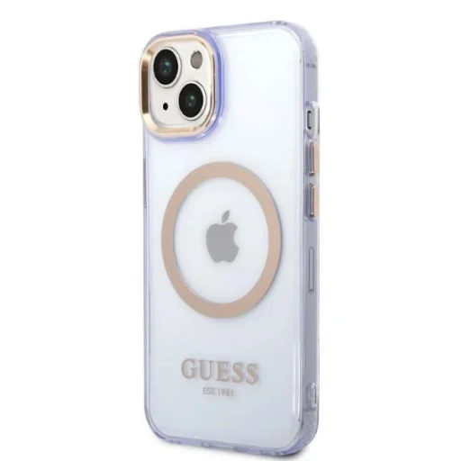 Guess GUHMP14SHTCMU iPhone 14 6.1" lila/kemény tok arany kerettel és áttetsző MagSafe - 2