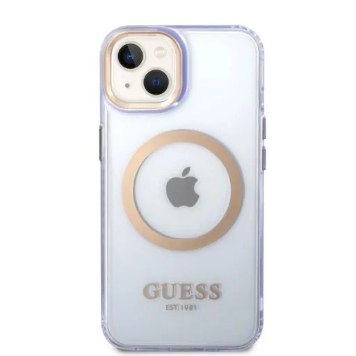 Guess GUHMP14SHTCMU iPhone 14 6.1" lila/kemény tok arany kerettel és áttetsző MagSafe - 3