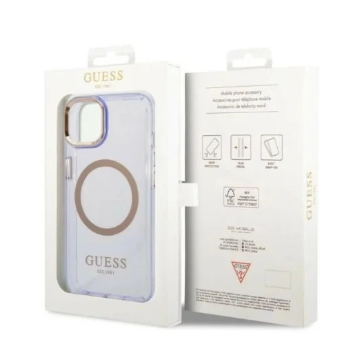 Guess GUHMP14SHTCMU iPhone 14 6.1" lila/kemény tok arany kerettel és áttetsző MagSafe - 8
