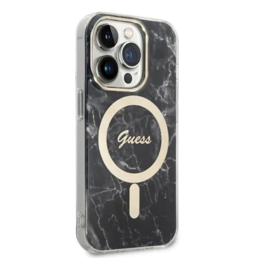 Guess GUBPP14LHMEACSK telefontok és töltő iPhone 14 Pro 6.1" fekete/fekete kemény tok Márvány MagSafe - 4