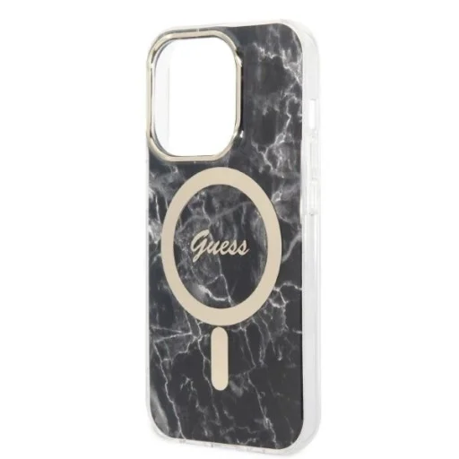 Guess GUBPP14LHMEACSK telefontok és töltő iPhone 14 Pro 6.1" fekete/fekete kemény tok Márvány MagSafe - 6