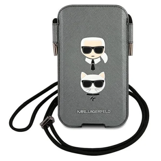 Karl Lagerfeld Kézitáska KLHCP12MOPHKCG 6,1" szürke hardcase Saffiano Ikonik Karl&Choupette Head tok - 1