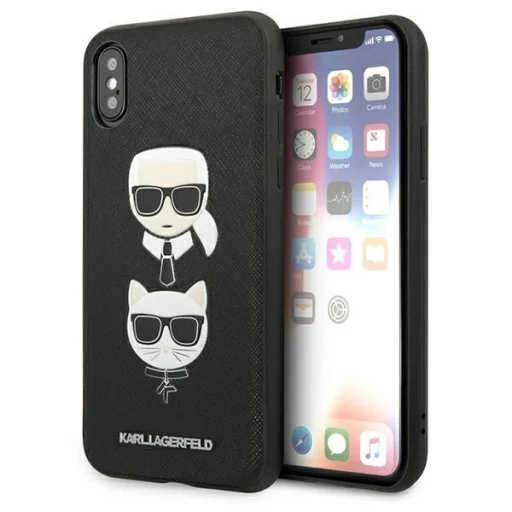 Karl Lagerfeld Saffiano Karl&Choupette Head tok iPhone XS Max - fekete - 1