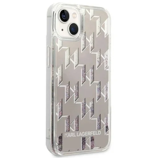 Karl Lagerfeld KLHCP14MLMNMS iPhone 14 Plus 6.7" keménytok ezüst / ezüst Liquid Glitter Monogram tok - 4