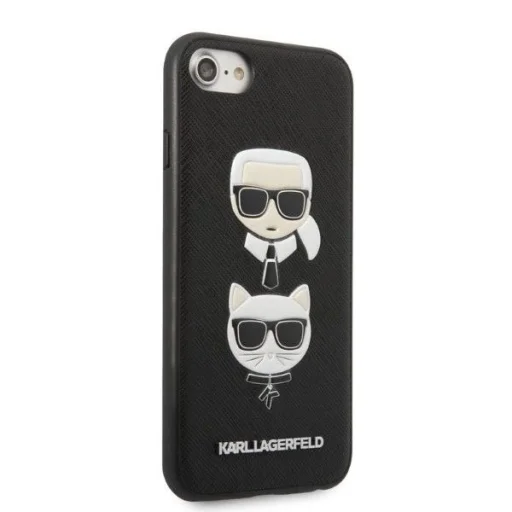Karl Lagerfeld KLHCI8SAKICKCBK iPhone 7/8 / SE 2020 / SE 2022 fekete/fekete keménytok Saffiano Karl&Choupette Head tok - 5