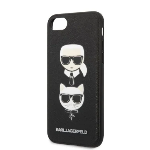 Karl Lagerfeld KLHCI8SAKICKCBK iPhone 7/8 / SE 2020 / SE 2022 fekete/fekete keménytok Saffiano Karl&Choupette Head tok - 7