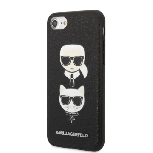 Karl Lagerfeld KLHCI8SAKICKCBK iPhone 7/8 / SE 2020 / SE 2022 fekete/fekete keménytok Saffiano Karl&Choupette Head tok - 2