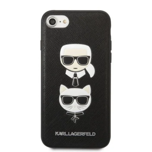 Karl Lagerfeld KLHCI8SAKICKCBK iPhone 7/8 / SE 2020 / SE 2022 fekete/fekete keménytok Saffiano Karl&Choupette Head tok - 3