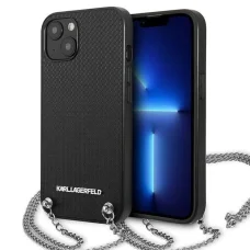 Karl Lagerfeld KLHCP13SPMK iPhone 13 mini 5,4 " hardcase fekete / fekete Bőr Textúrált és Lánc tok