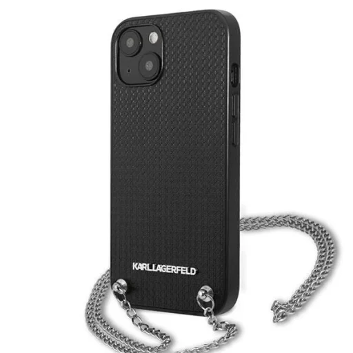 Karl Lagerfeld KLHCP13SPMK iPhone 13 mini 5,4 " hardcase fekete / fekete Bőr Textúrált és Lánc tok - 2