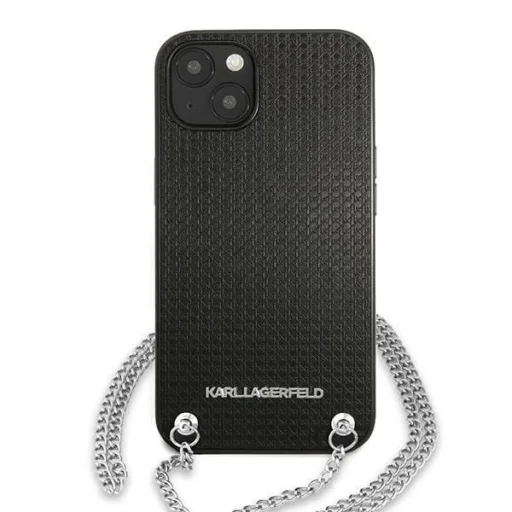 Karl Lagerfeld KLHCP13SPMK iPhone 13 mini 5,4 " hardcase fekete / fekete Bőr Textúrált és Lánc tok - 3