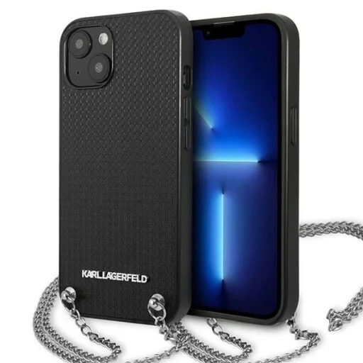 Karl Lagerfeld KLHCP13SPMK iPhone 13 mini 5,4 " hardcase fekete / fekete Bőr Textúrált és Lánc tok - 1