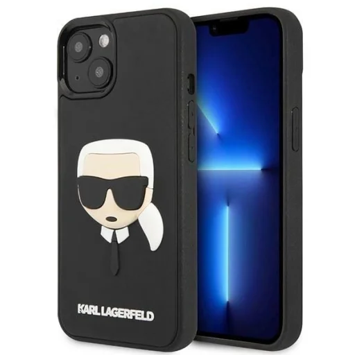 Karl Lagerfeld KLHCP14MKH3DBK iPhone 14 Plus 6.7" fekete / fekete keménytok 3D Rubber Karl's Head tok - 1
