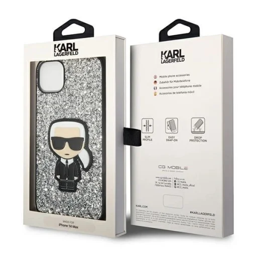 Karl Lagerfeld KLHCP14MGFKPG iPhone 14 Plus 6.7" kemény tok ezüst / ezüst Glitter Flakes Ikonik tok - 8