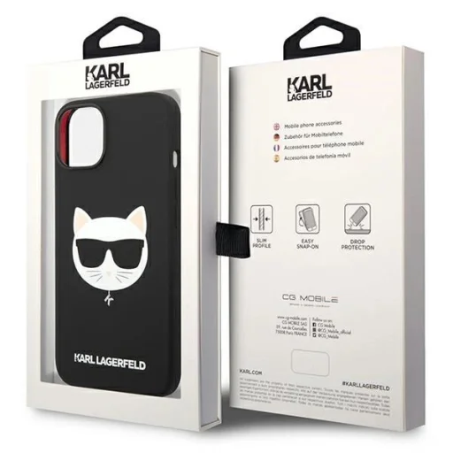 Karl Lagerfeld KLHMP14MSLCHBK iPhone 14 Plus 6.7" fekete szilikon Choupette Head Magsafe tok - 8