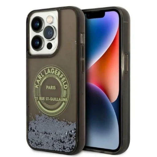 Karl Lagerfeld Liquid Glitter RSG tok iPhone 14 Pro - fekete - 1