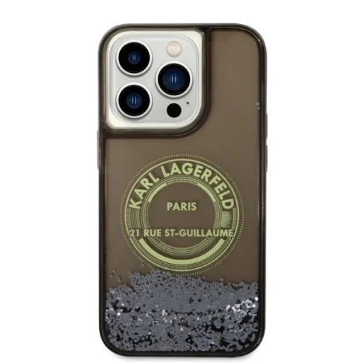Karl Lagerfeld Liquid Glitter RSG tok iPhone 14 Pro - fekete - 2