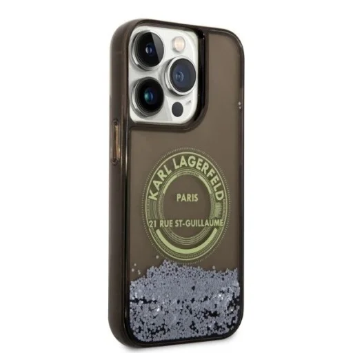 Karl Lagerfeld Liquid Glitter RSG tok iPhone 14 Pro - fekete - 3