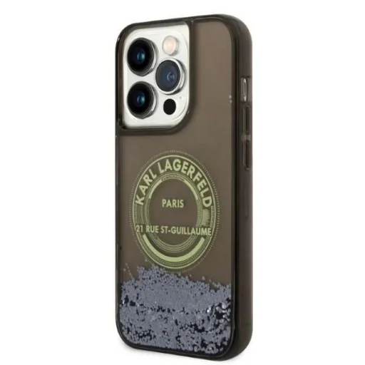 Karl Lagerfeld Liquid Glitter RSG tok iPhone 14 Pro - fekete - 4